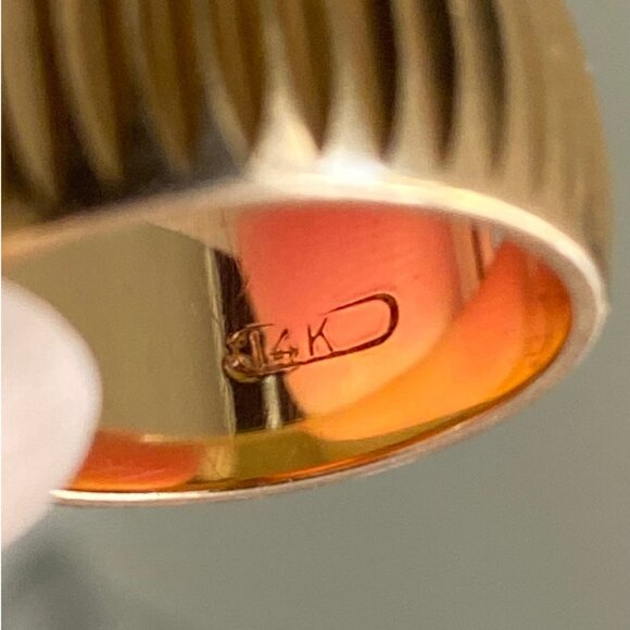 Vintage 14K Solid Yellow Gold Cigar Band Engraved Ring, 6.24 grams, size 5